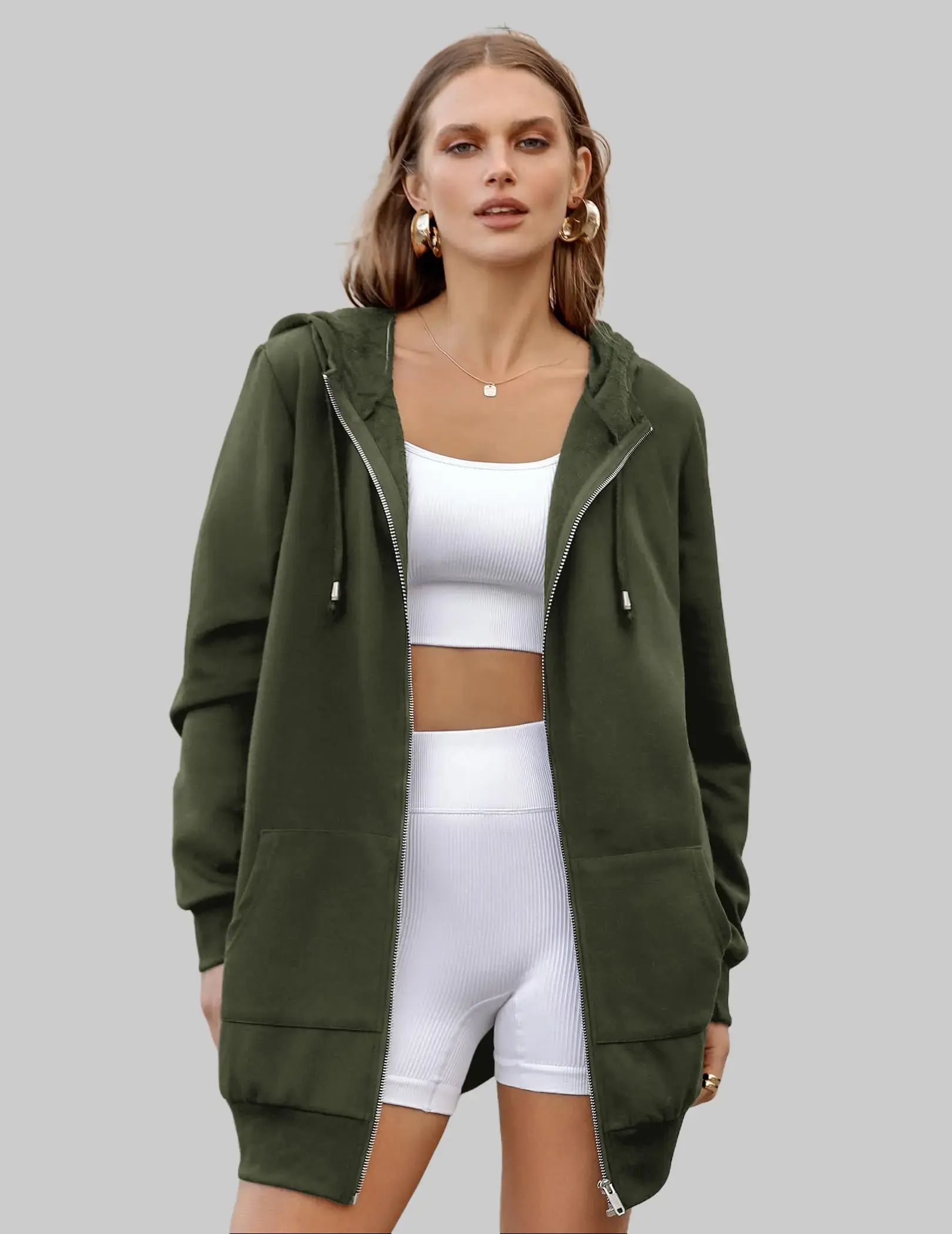 Women’s comfyclothing Womens Zip Up Hoodies Long Sleeve Fall Hooded Lightweight Tunic Sweatshirt Oversize Fleece Jacket With Pockets Womenswear Coat 2025  hoodie jumper zip sweatshirt