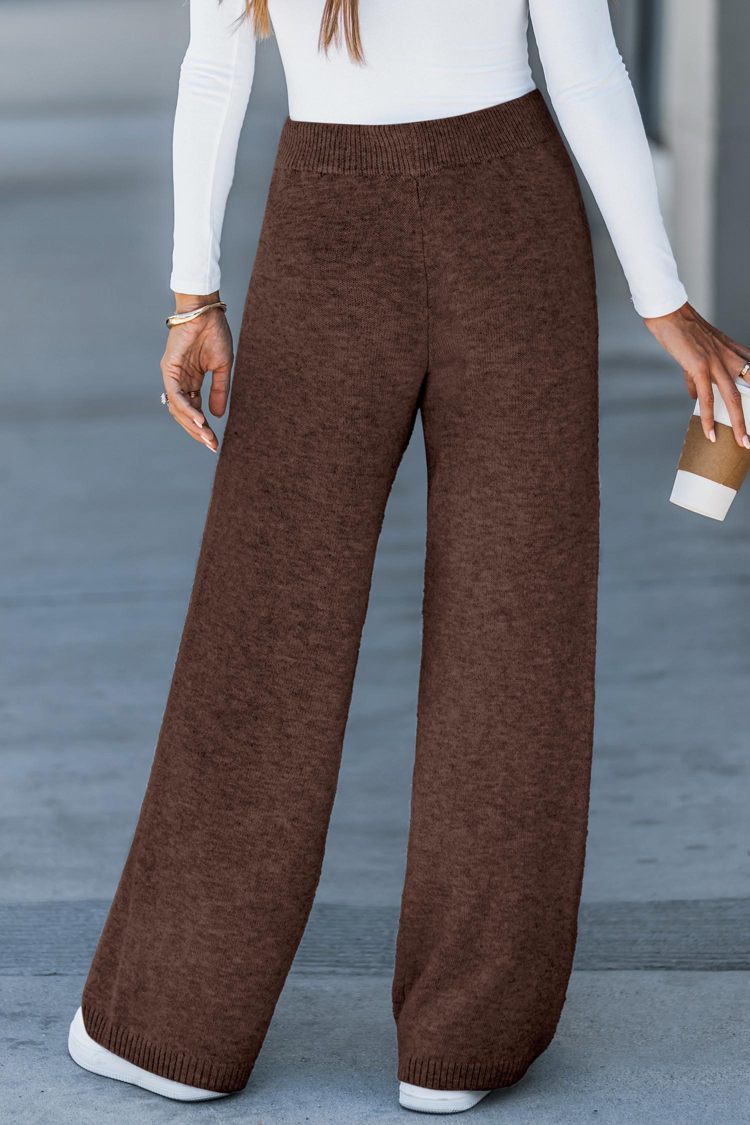 CUPSHE【Sweaters and Pants sold separately】Women Round Neckline Long Sleeves Top And Loose Leg Cozy Sweater Tones Pants Casual Outfit Womenswear Clothes for Fall