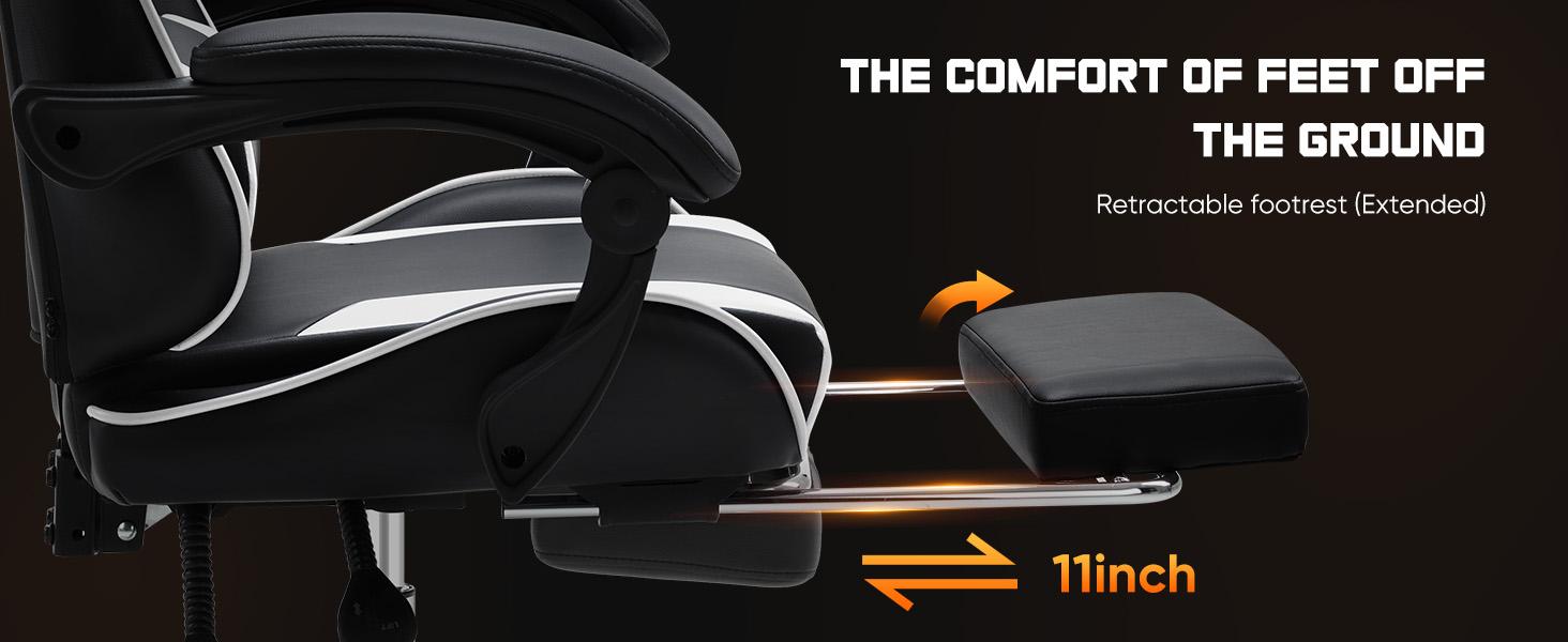 Gaming Chair Desk Chair - with Footrest and Lumbar Support, PU Leather Recliner with Headrest, Fixed Up Armrest, Height Adjustable with 360° Swivel Gaming Chair Desk Chair - with Footrest and Lumbar Support, PU Leather Recliner with Headrest, Fixed Up Armrest, Height Adjustable with 360° Swivel