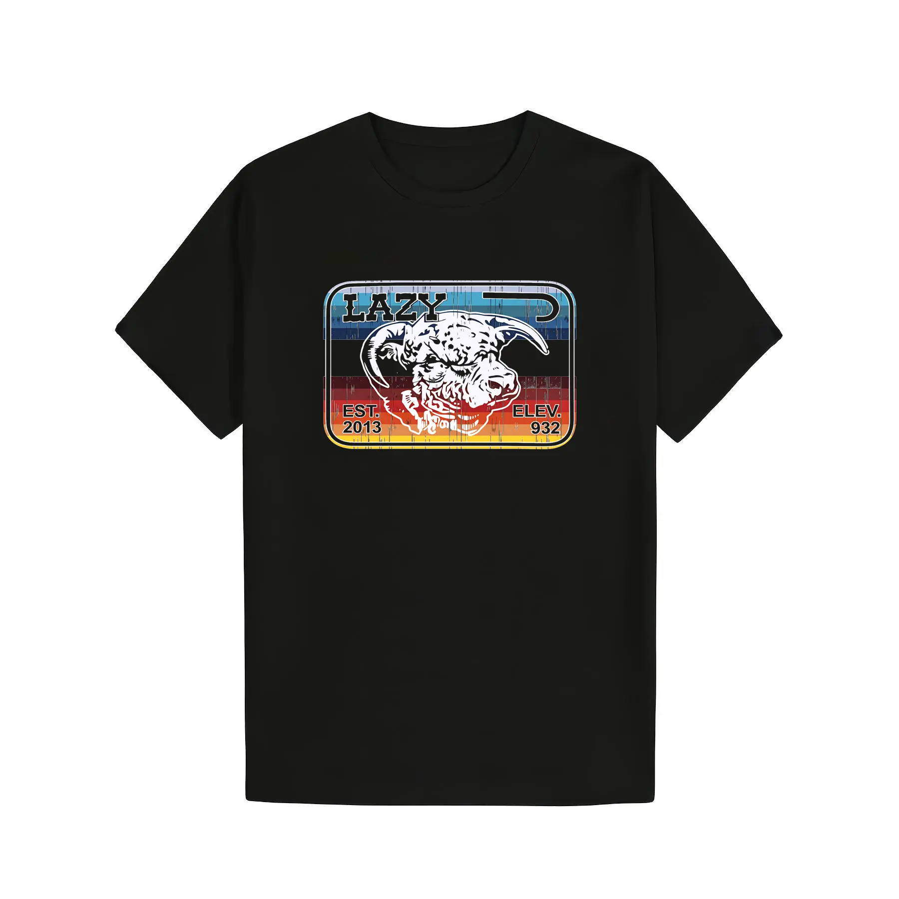 Lazy J Ranch Serape Elevation Graphic Tee - 100% Cotton, Vintage Casual, Classic Fit, Geometric Print, Soft, Comfortable Round Neck (Party Hats Masks & Accessories Home Festive Supplies), Tshirt