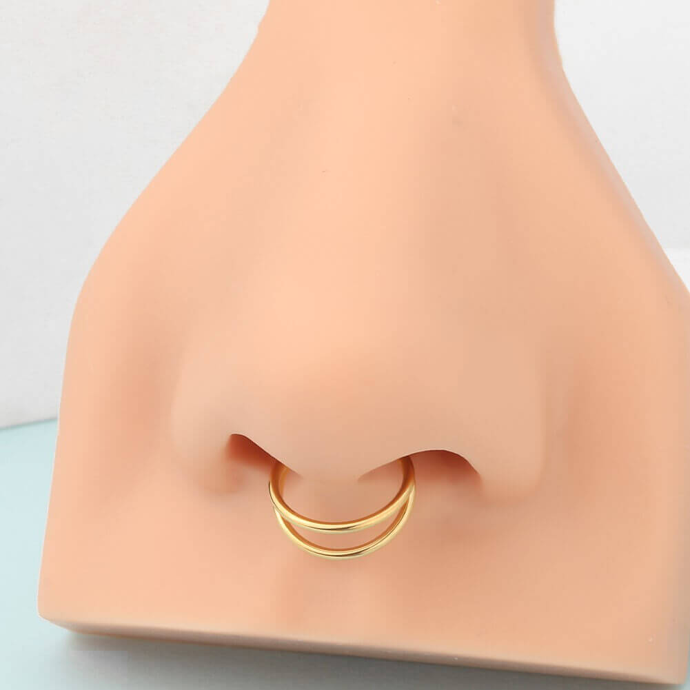 Oufer 20G Double Nose Hoop Hinged Segment Nose Ring Nose Piercings Jewelry