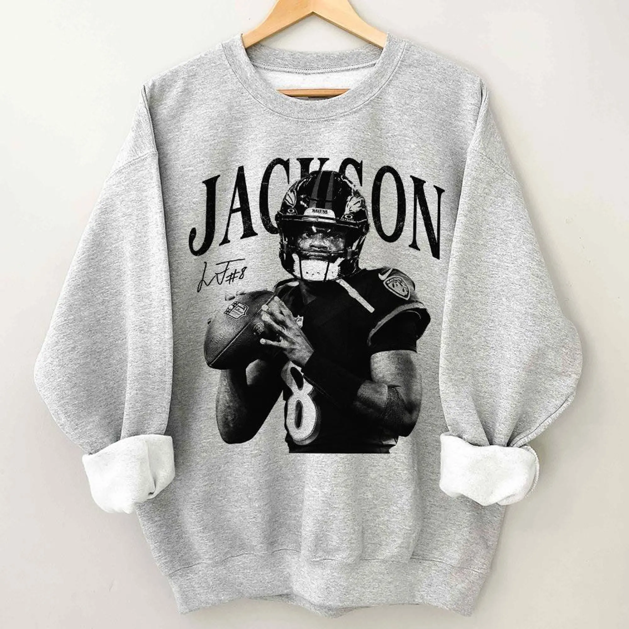 Vintage Lamar Jackson Sweatshirt, Game Day Football Graphic Sweatshirt