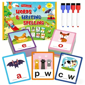 100 Double-Sided Erasable Spelling Flashcards, Two-Level CVC Phonics Game, Viral Educational Gift for Kids 3+, Hand-Eye Coordination Training, Must-Have Preschool Learning Essentials