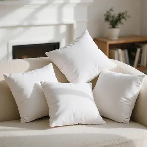 Premium 18 x 18 inch White Throw Pillow Inserts 4-piece Set Hypoallergenic Square Decorative Pillows for Sofas Beds and Chairs Ultra-Soft 100% Polyester Plush Filling
