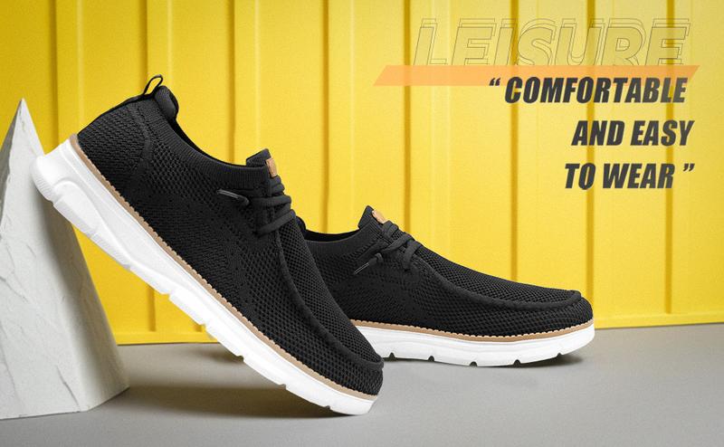 Men's Casual Mesh Breathable Solid Color Slip On Shoes Lightweight Comfortable Sports Running Loafers Knitted Mesh Platform Sneakers Boy Footwear Sneaker Closed Training Runner Athletic Trainer