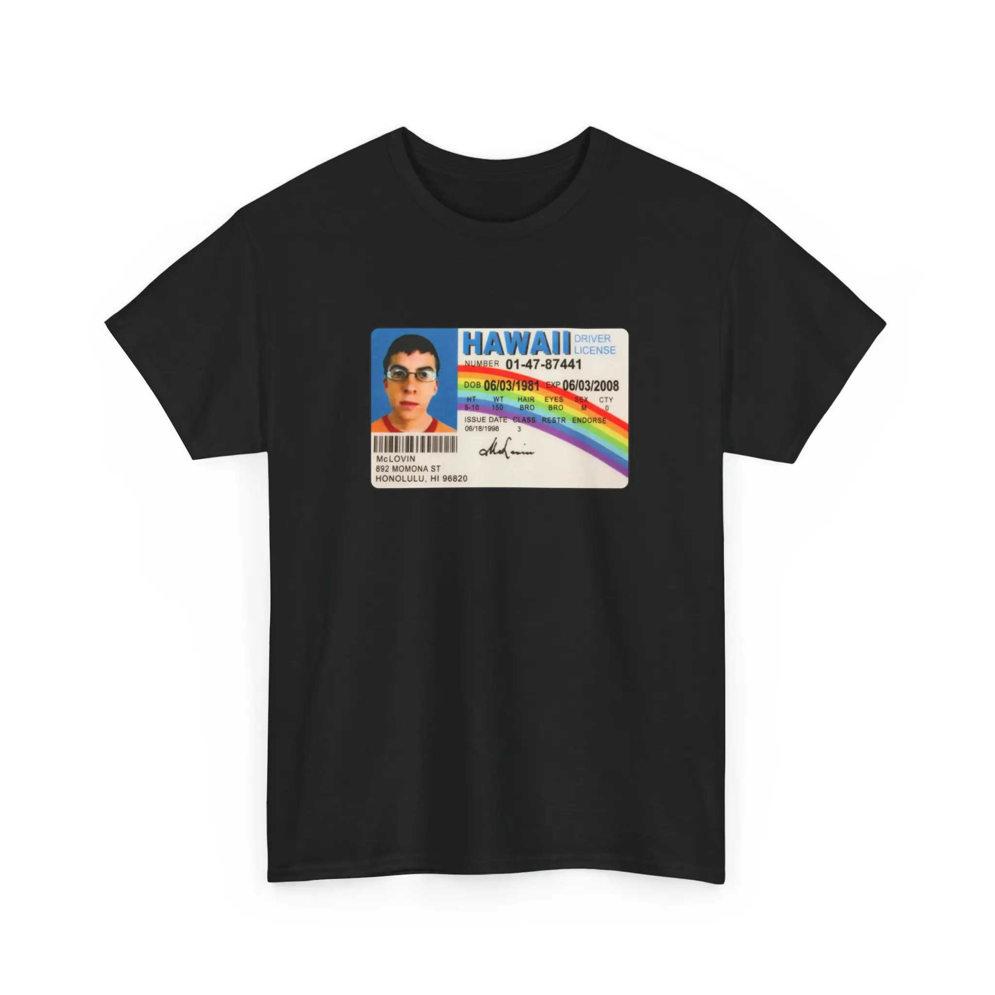 McLovin ID Shirt, Funny Shirt 100% Cotton