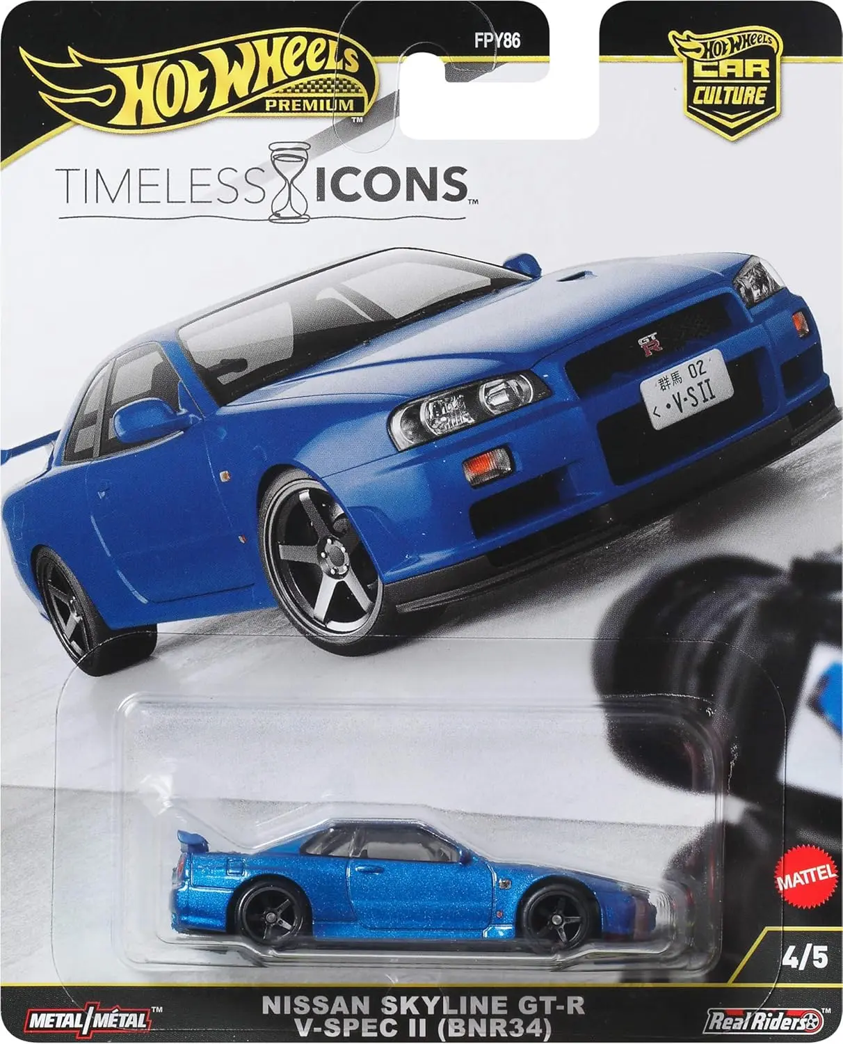 Hot Wheels Premium Car Culture "Timeless Icons" Nissan Skyline R34 GTR 1:64 Scale Diecast Collectible, Scale Model Car, Scale Model Cars