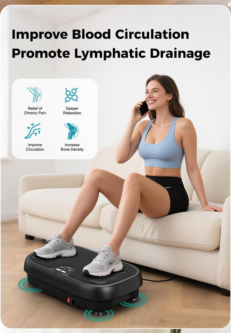 Relife Sports Vibration Plate Exercise Machine Portable Full Body Vibration Platform for Lymphatic Drainage Home Exercise Equipment Max Capacity 440Lb
