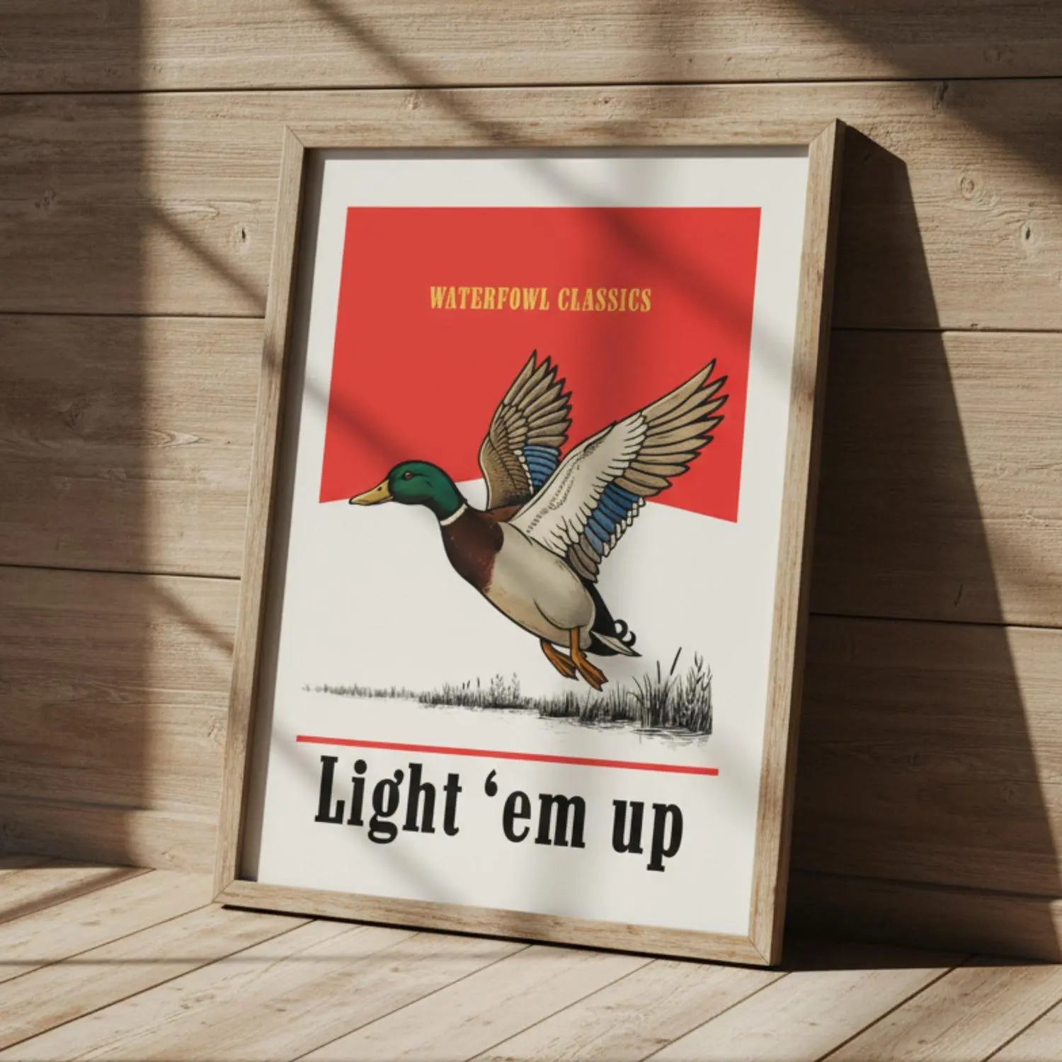 Vintage Mallard Duck Art Print: Rustic Hunting Lodge Décor