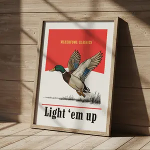 Vintage Mallard Duck Art Print: Rustic Hunting Lodge Décor