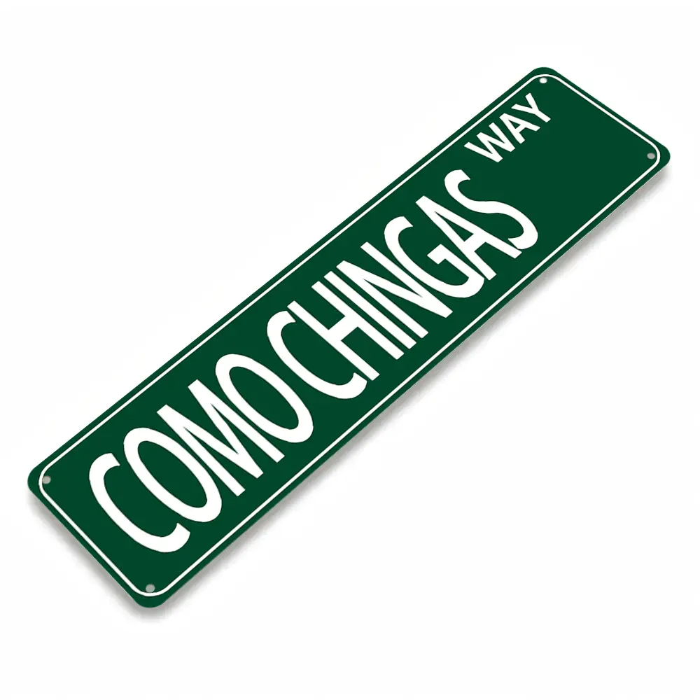 Como Chingas Way Water-Proof Aluminium Street Sign Decor - 16x4" Distressed Rustic, Rust-Proof, Mexican Bar/Cantina Patio Wall Plaque, Spanish Slang Humor Gift for Latin Decor Enthusiasts (Indoor/Outdoor Use)
