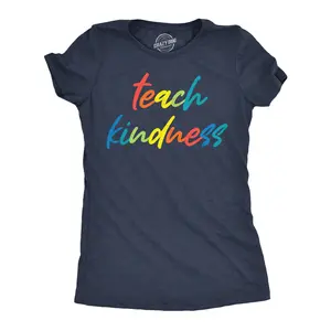 Womens Funny T Shirts Teach Kindness Motivating Teacher Tee For Ladies Funny Womens T Shirts Cute Vintage Fashion Casual Ladies T-Shirt Gift Motivational Tops for Women Funny Teacher Top Women's Novelty Tees Navy -