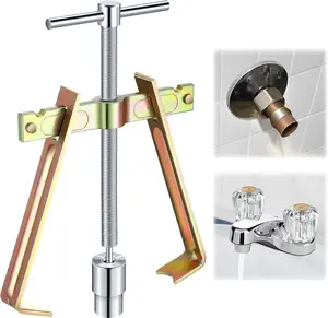 Faucet Handle Puller, Compression Sleeve Puller Tool with 1/2 Inch Compression Sleeve Removal Adapter, Adjustable Handle Sleeve Puller, Corroded & Frozen Supply Stops, Compression Ring Puller