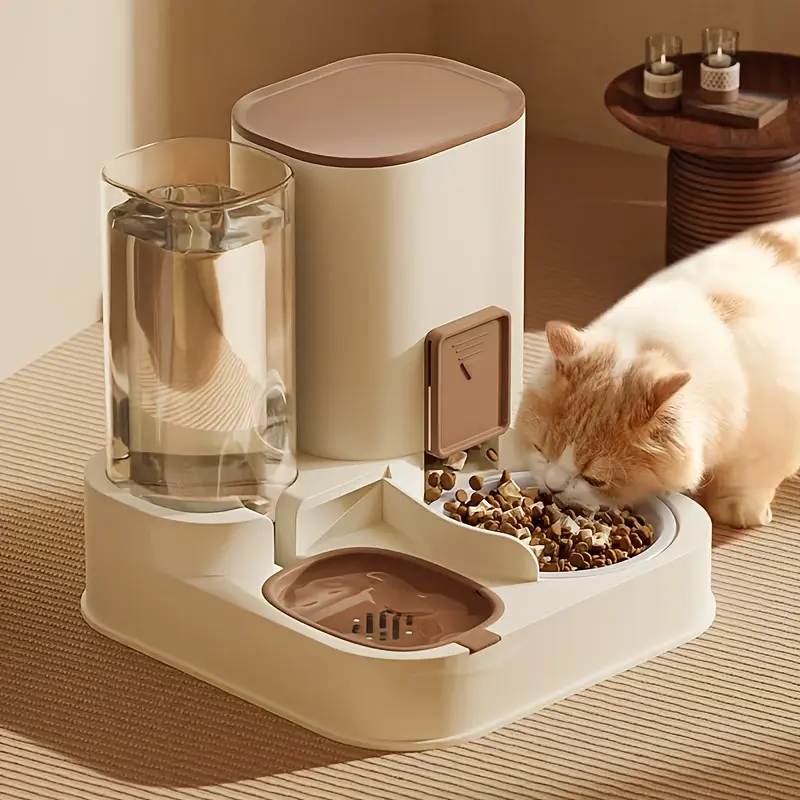Pet feeder, automatic feeding and continuous water dispenser, 2-in-1 cat feeding and drinking machine, suitable for both cats and dogs