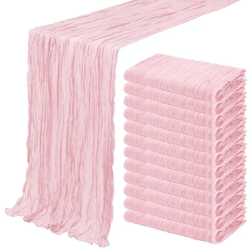 MTREO 1 6 10 12 Pack 10Ft Cheesecloth Table Runner 35x120 Inch Rustic Gauze Table Runner Romantic Long Sheer Fabric Cheese Cloth Table Runner for Wedding Party Bridal Baby Shower