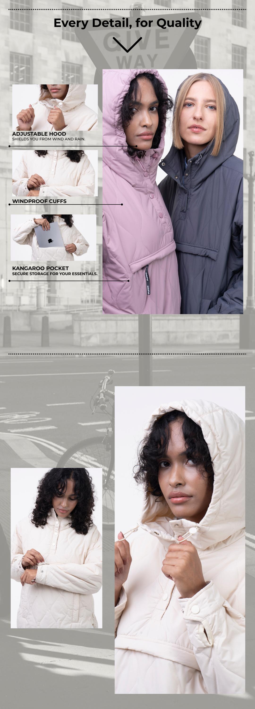 PUFFIT WarmCore Premium Women's Packable Baggy Fall Puffer Hoodie Coat Comfortable Quilted Lightweight & Warm Womenswear Water Repellent and Stain-Resistant Jacket Outerwear with Large Pocket,Plus Size Fit Spring,Dog Walking,School Running,Football Mum