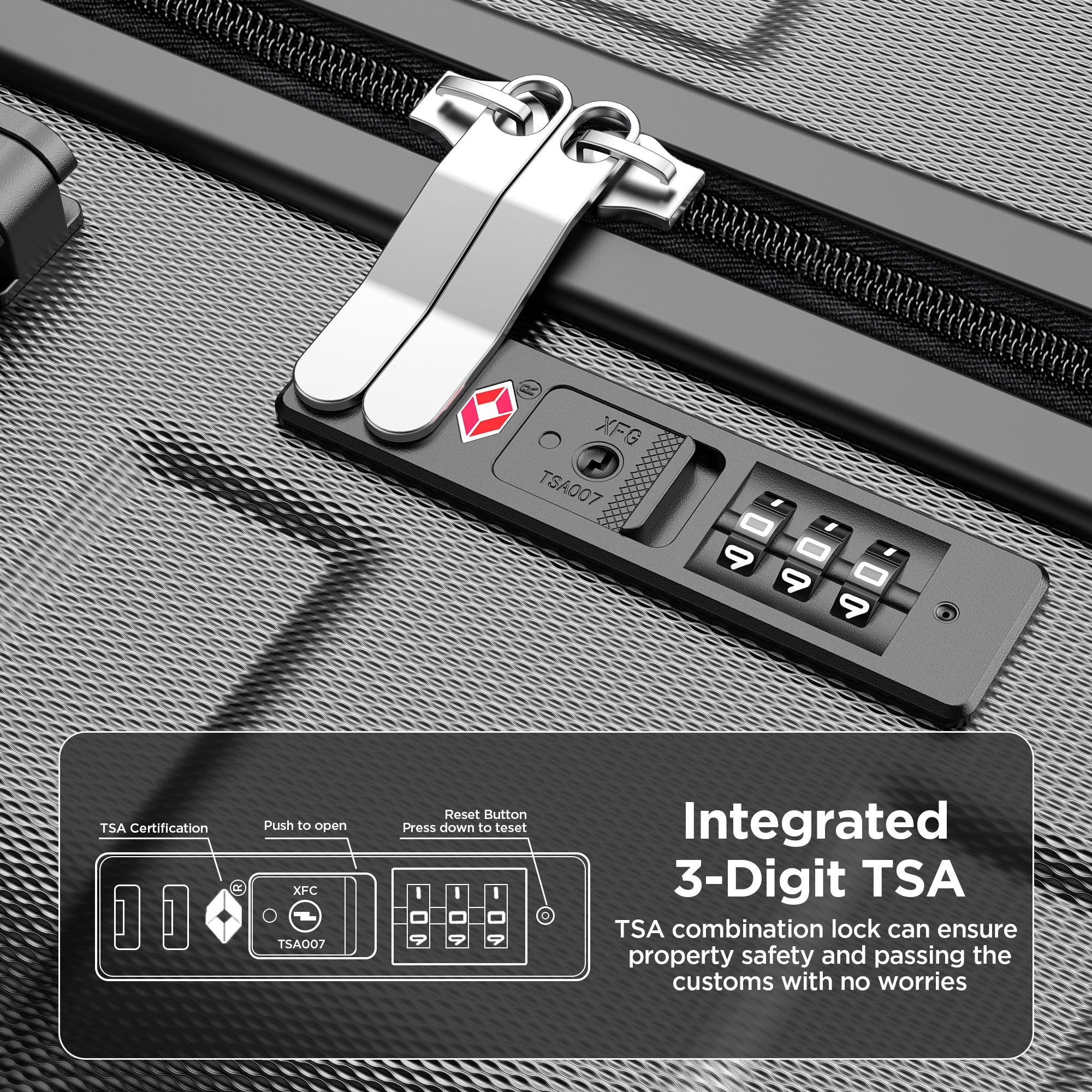 Famistar 11-Piece Luggage Set 4 Hard Shell Suitcases with Spinner Wheels & 7 Toiletry Bags Lightweight 100% ABS Construction Combination Locks Included