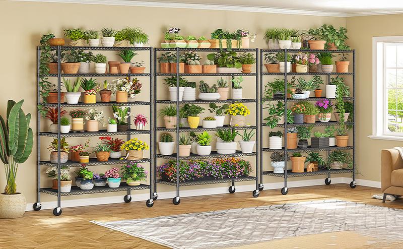 Raybee Storage Shelves with Wheels, 6 Tier Rolling Wire Shelving, Adjustable Metal Shelving Pantry Shelves with Capacity Garage Shelving Storage Organizer for Pantry, Kitchen, Closet Organizing Cabinet Rack