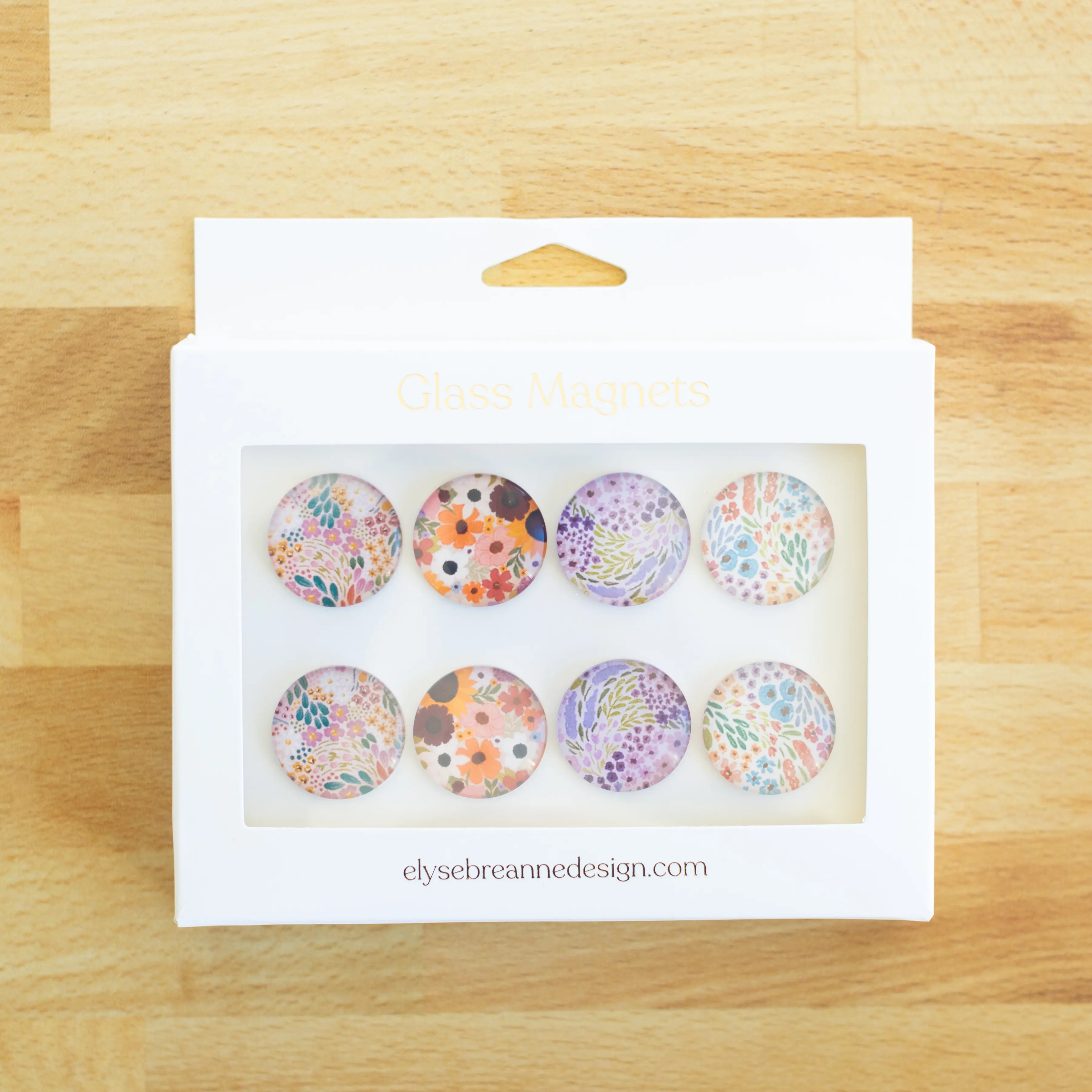 Glass Magnets | Set of 8 | 4 Patterns per Pack | Floral Home Kitchen Decor