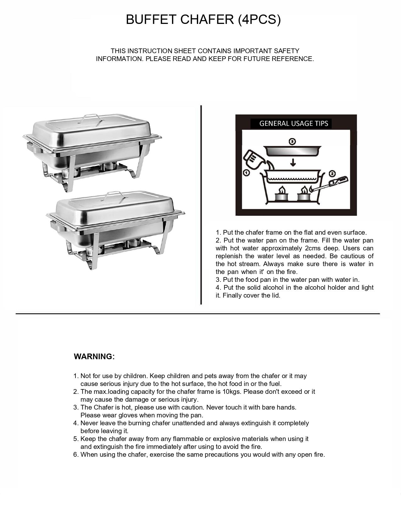 Kerilyn 4 Packs 9QT Chafing Dishes for Buffet Set, Rectangular Stainless Steel Food Warmer Sets with Lids, Food Pans, Water Pan and Fuel Holders for Restaurant Catering Parties Weddings Serving Food Warmer & Chafers Servers Sets