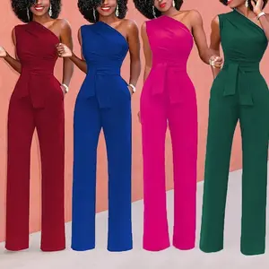 rompers women New  Black Jumpsuit One Shoulder Evening Dresses Pockets Prom Gown Wide leg pants Pants Evening strapless Dress bikinis  we  am  wear