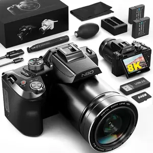 8K Digital Camera, 64MP Cameras for Photography with 2.8" Flip Screen, 16X Zoom, WiFi & Autofocus, Vlogging Camera for YouTube, Includes 64GB Card & 2 Batteries (Black)