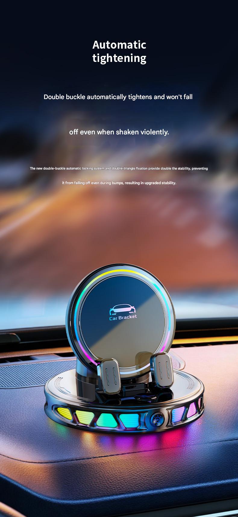 Electric Magnetic Wireless Charging Car Phone Mount with RGB Ambient Light – Ultra Stable Vacuum Suction Electric Magnetic Wireless Charging Car Phone Mount with RGB Ambient Light – Ultra Stable Vacuum Suction