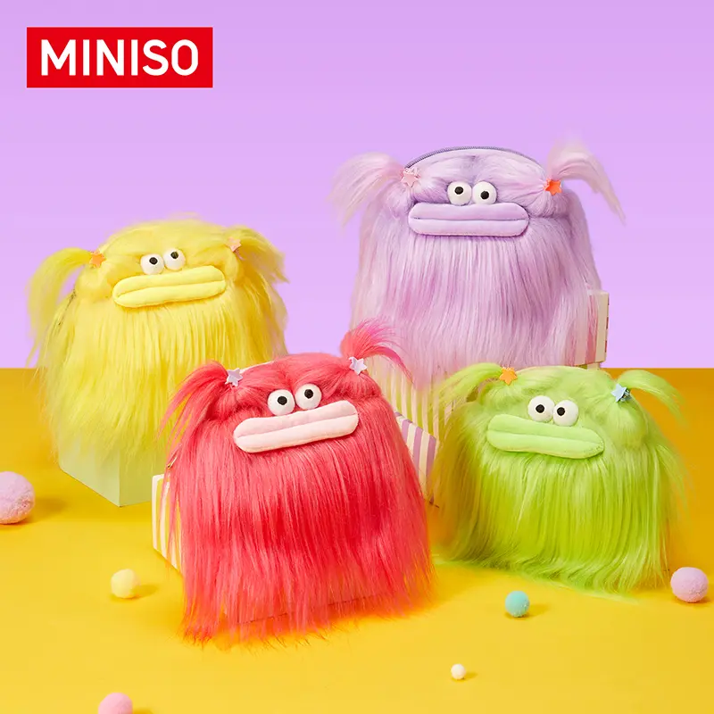 MINISO FUGGLER Soft Plush Crossbody Handbag - Fluffy Fabric Monster Shoulder Purse with Big Teeth, Ugly-Cute Quirky Casual Sling, Oddities Kid-Friendly Gift for Kids' Birthdays, Back To School, Handbag Crossbody Bag