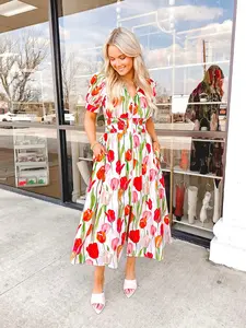 Painted Petals Midi Dress