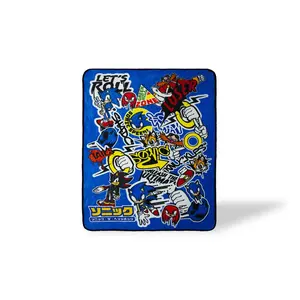 Sonic The Hedgehog Sticker Bomb Fleece Throw Blanket | 45 x 60 Inch Cozy Blanket