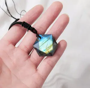 Genuine Labradorite Pendant Blue Crystal Energy Necklace Natural Gemstones Gift