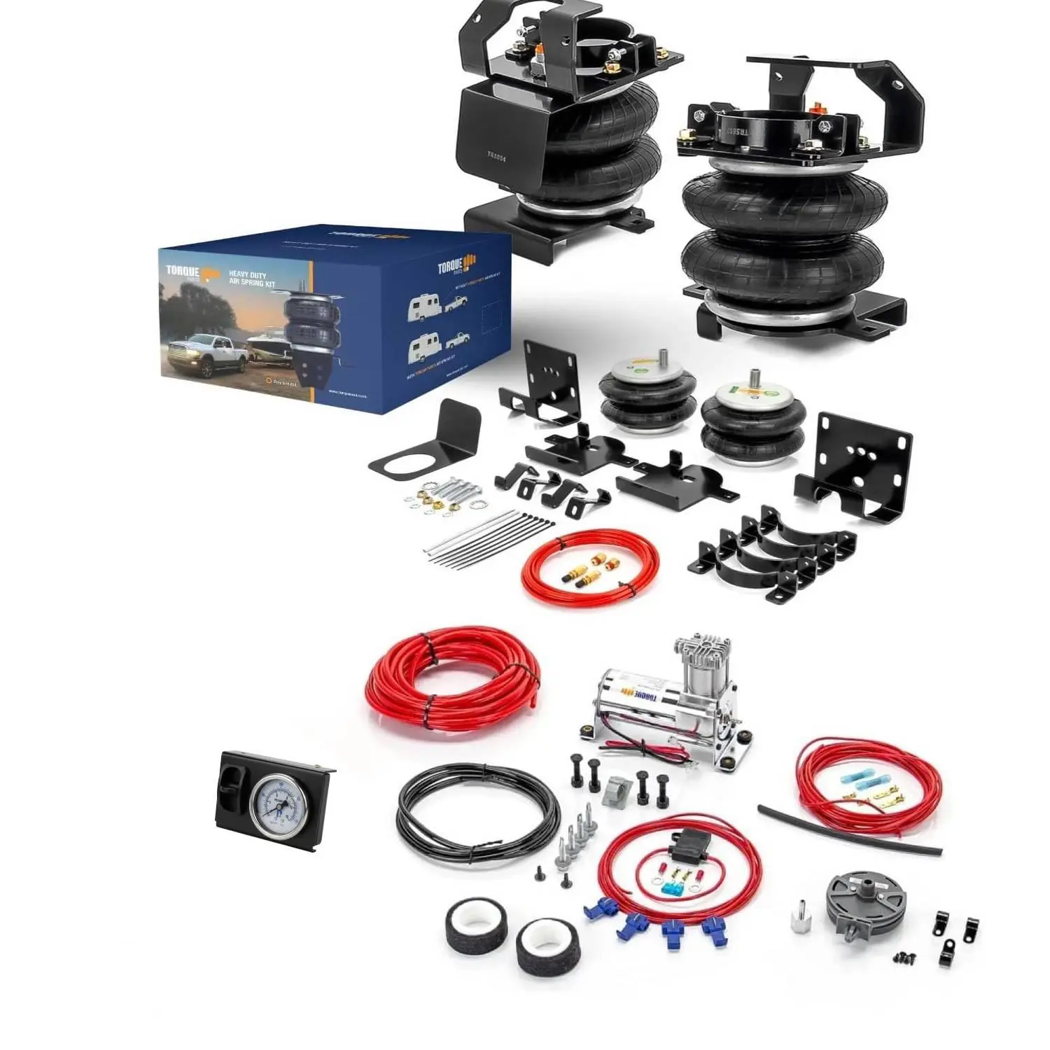TORQUE Air Bag Suspension Kit and Onboard Air Compressor Kit for 2020-2025 Chevrolet Chevy Silverado 2500 3500 HD and GMC Sierra 2500 3500 HD 2500HD 3500HD (4WD only) (TR57341)