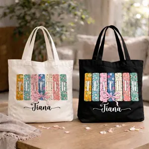 Personalized Floral Teacher 10oz Tote Bag, Custom Teacher Bag, Teacher Gifts,Thank You Teacher Present, Last Day of School,Appreciation Gift