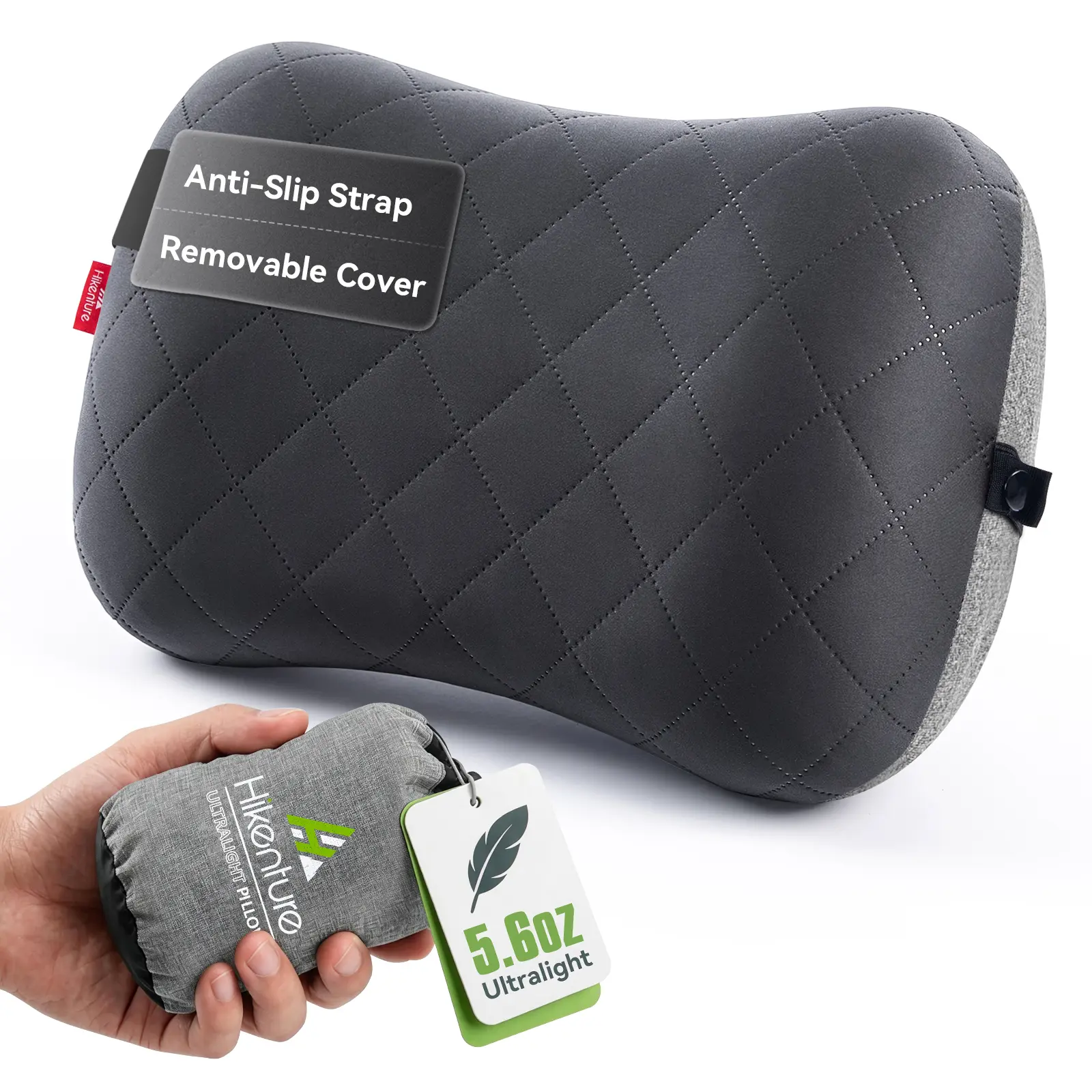 Hikenture Inflatable Camping&Travel Pillow with Washable Cover - Ultralight Backpacking Pillow for Neck & Lumbar Support, mellow pillow,Compact Blow Up Pillow for Hiking, Backpacking,Hiking Gear,Cooling Pillow, Self Inflating,pillow cube