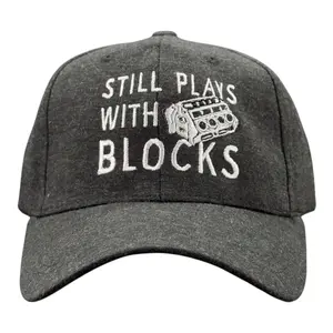 Still Plays With Blocks Hat Funny Sarcastic Car Mechanic Baseball Cap Funny Hats Funny Mechanic  Novelty Caps for Men Black - Standard