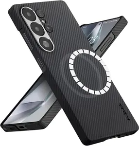 pitaka for S25 Ultra Case 6.9 Inch, Compatible with MagSafe, Slim & Light Samsung Galaxy S25 Ultra Case, 600D Aramid Fiber Made [Ultra-Slim Case - Black/Gray]