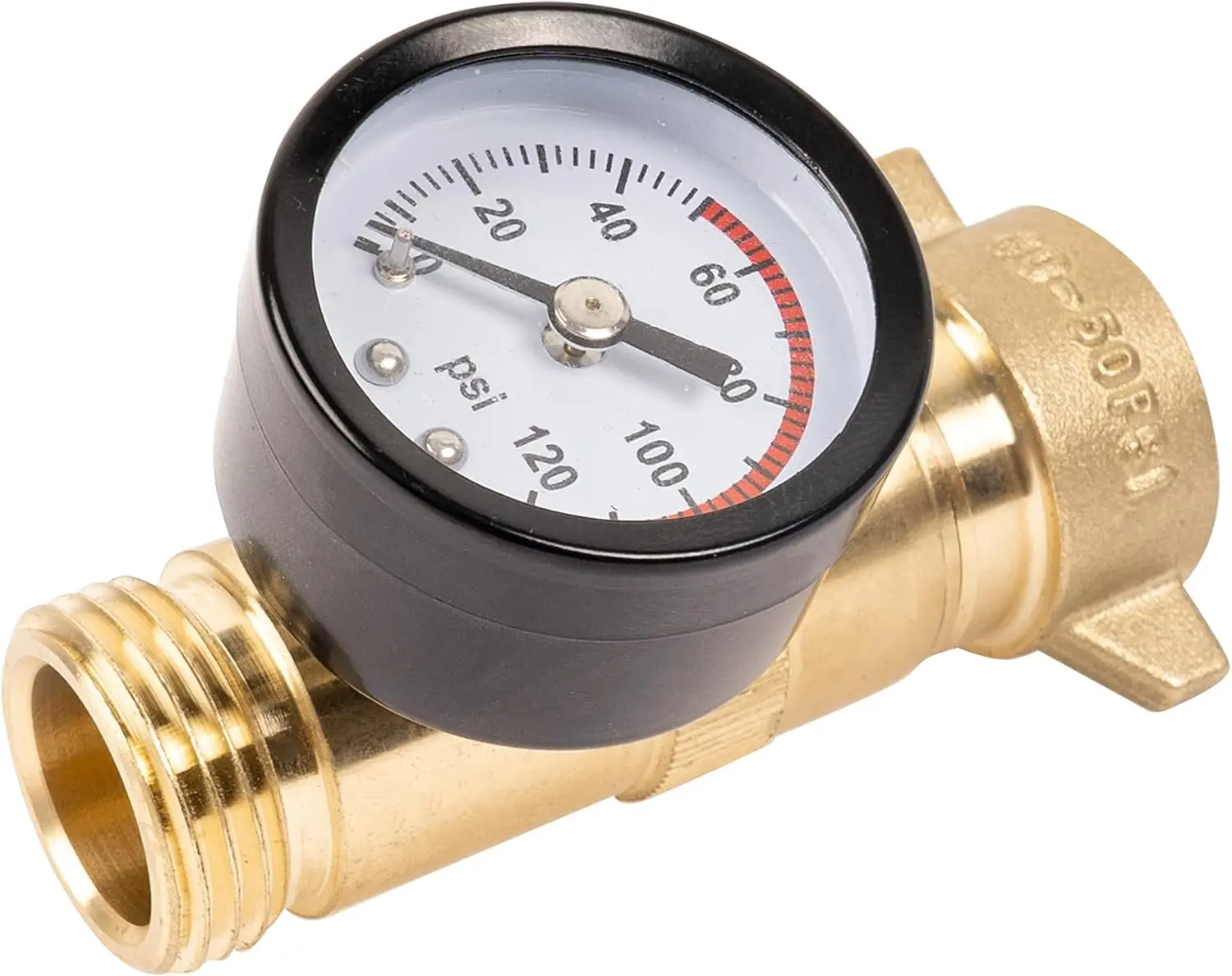 Brass RV Water Pressure Regulator, Hi-Flow Water Regulator With Filter Screen and Gauge for Campers, Travel Trailers, Plumbing System
