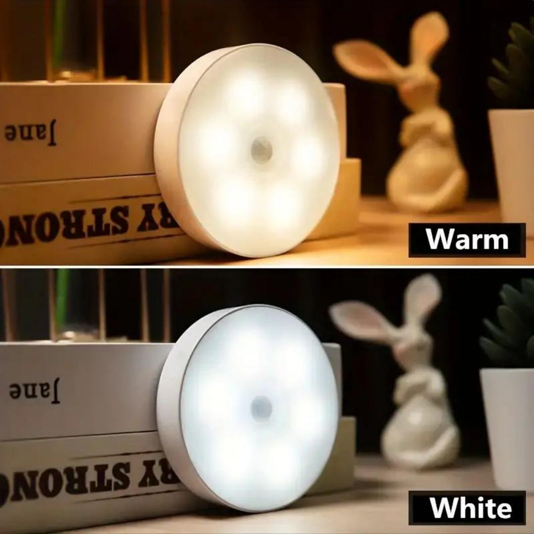 5-10 LEDs Motion Sensor Light, USB Rechargeable Round LED Light, Dimmable Night Light for Bathroom, Storage Cabinet, Stairway, Corridor & Office Space