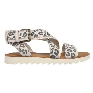 TOMS Womens Sidney Leopard Print Ankle Strap Casual Sandals Casual - Off White