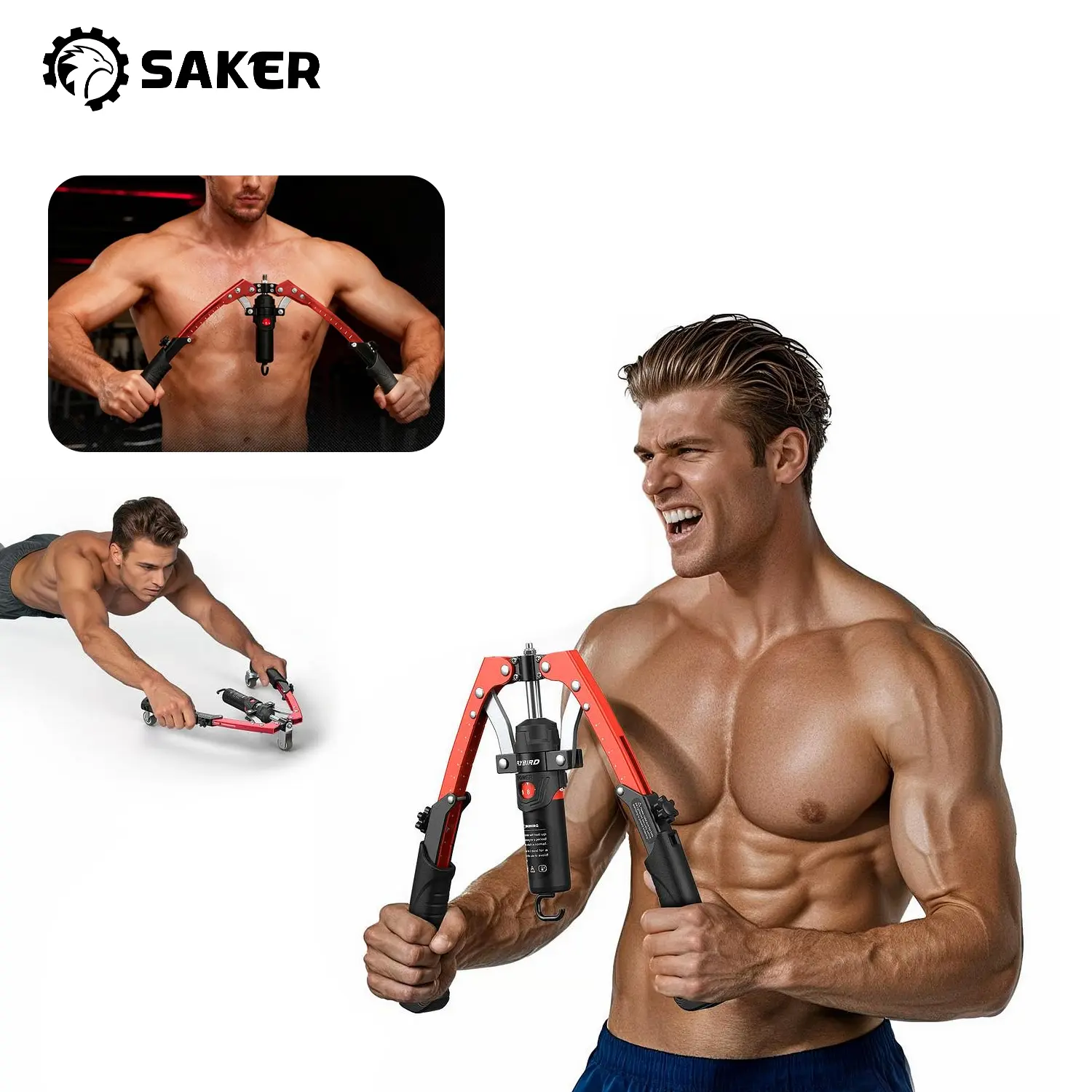 Saker Hydraulic Power Twister Arm Exerciser with Smart Counter, 20-200kg Adjustable Chest Expander & Muscle Workout Equipment, 2-in-1 Upper Body Strength & Abdominal Trainer for Home Gym