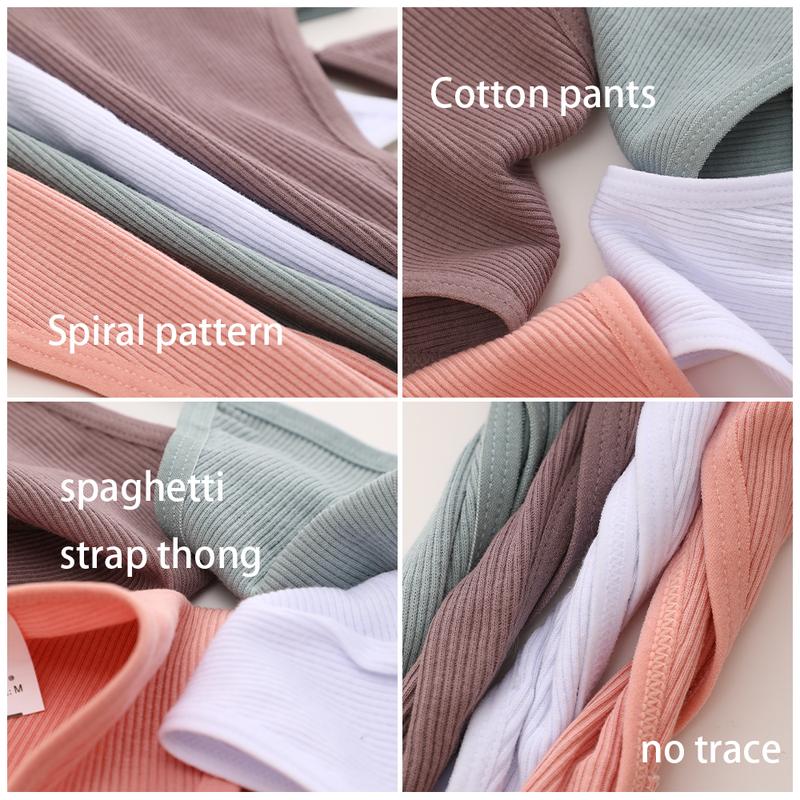 FINETOO 10pcs Cotton G-String Thongs for Women Sexy Low Rise T-Back Panties Comfortable Ribbed Underwear Ladies Soft Thongs Bikini Lingerie Womenswear