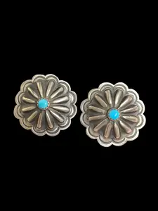 Handcrafted Sleeping Beauty Turquoise Concho Earrings