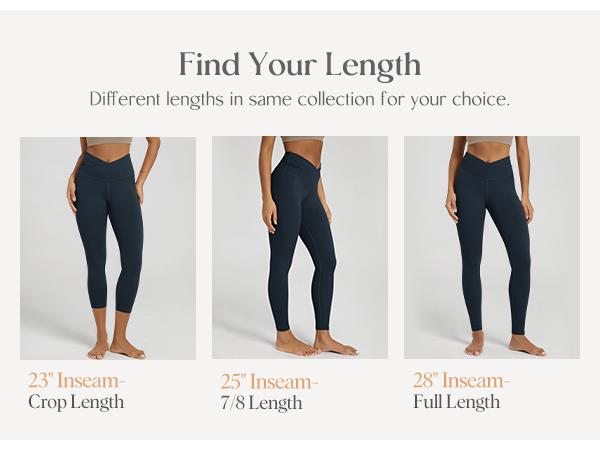 ODODOS Women's Cross Waist 7/8 Yoga Leggings with Inner Pocket, 25"/28" Gathered Crossover Workout Yoga Pants