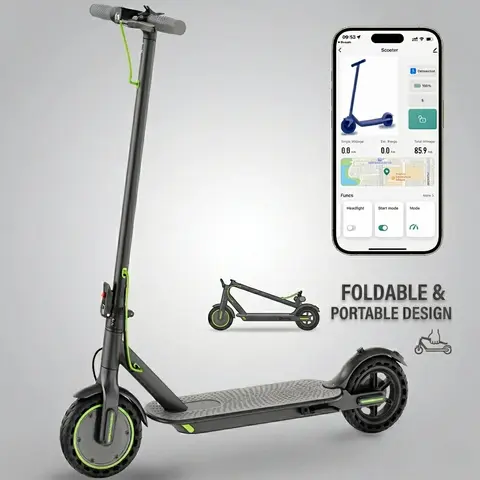 Foldable Smart Electric Scooter For Adults, 350W Motor, Top Speed Of 19MPH, 16Miles, 8.5'' Tires, LED Lights, 5.2Ah, Smart APP Control E Scooter