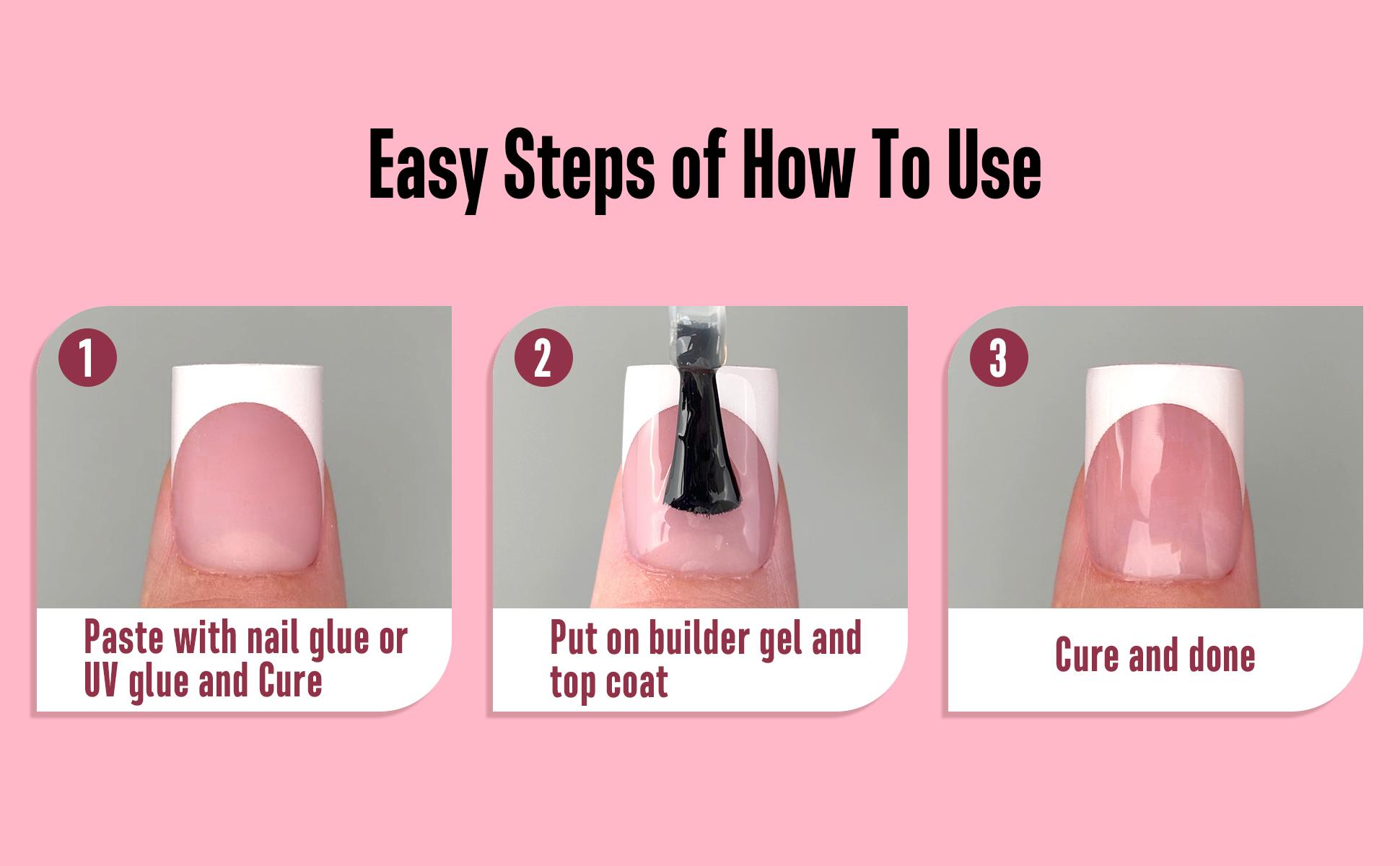 NOVO OVO Short Sharp Square White French Tip Nail Tips Press on BERRY PINK, Need Builder Gel Top Coat Nail Glue, Soft Gel Fake Nail Extension, Full Cover False Nails for Salon DIY x 15 Sizes 240 pcs【NO GLUE ,TOP COAT AND LAMP INCLUDED】