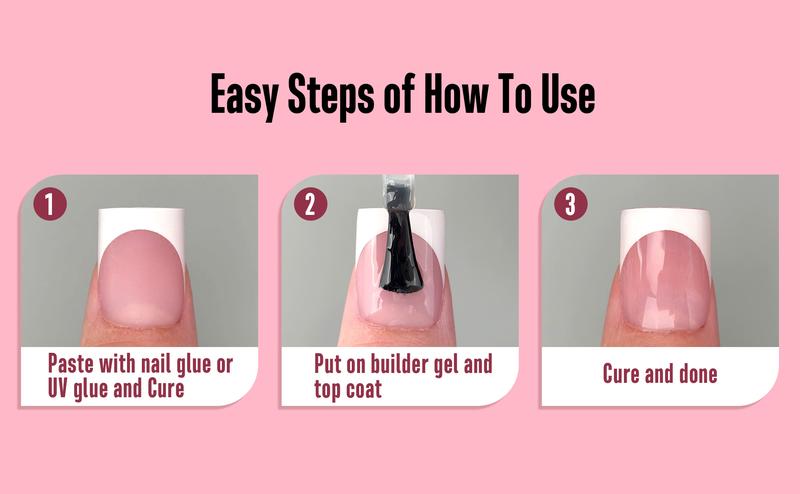 NOVO OVO Short Sharp Square White French Tip Nail Tips Press on BERRY PINK, Need Builder Gel Top Coat Nail Glue, Soft Gel Fake Nail Extension, Full Cover False Nails for Salon DIY x 15 Sizes 240 pcs【NO GLUE ,TOP COAT AND LAMP INCLUDED】