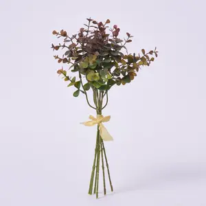 Purple & Green Eucalyptus Bouquet Bundle of 6 Wired Stems - 13"