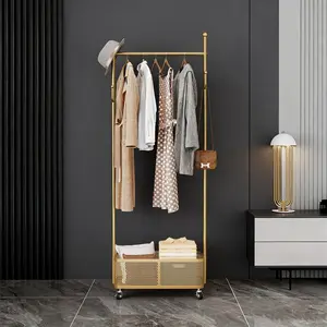 Multifunctional coat rack with storage basket 360° movable rotation｜Bedroom and living room storage artifact｜Hanging clothes/hats/bags/scarves｜Space-saving and stylish home｜Home essential for Modern Minimal