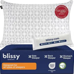 Blissy Signature Adjustable Pillow - Classic - Side, Back & Stomach Sleepers - Wake Pain-Free!