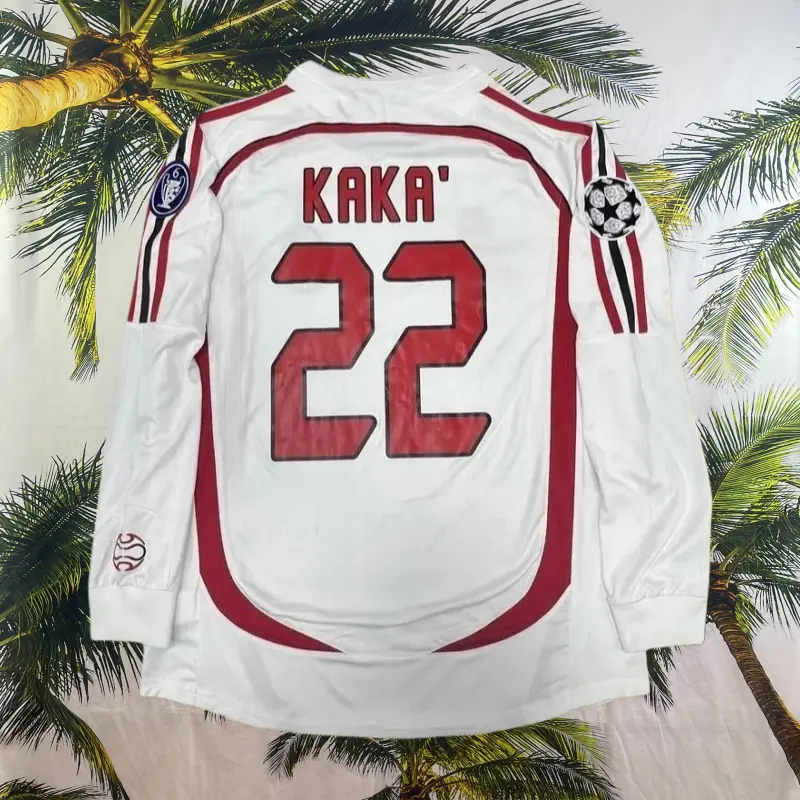 2006 2007 Away Retro White No.22 Kaka LongSleeved Fan Edition Soccer Jersey  Crafted with Premium Artistry